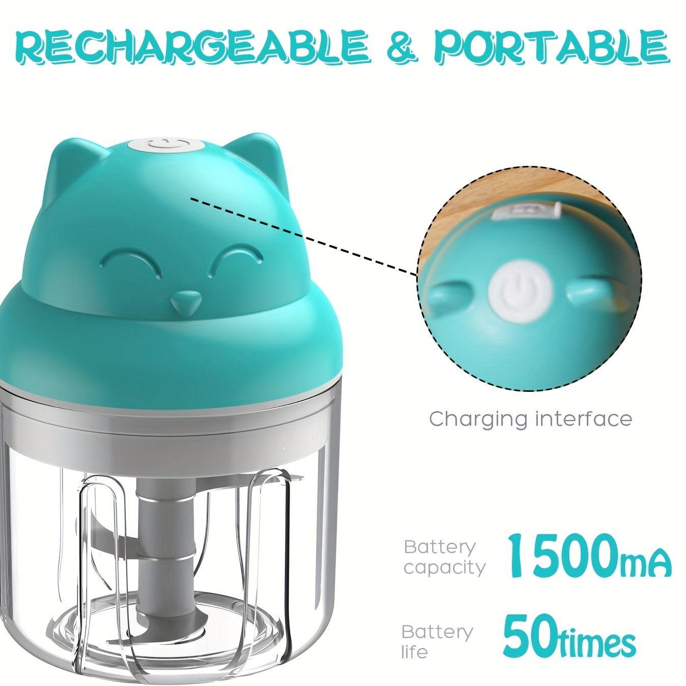 Electric Mini Garlic Chopper Usb Rechargeable Portable Cordless Wireless  Food Ch