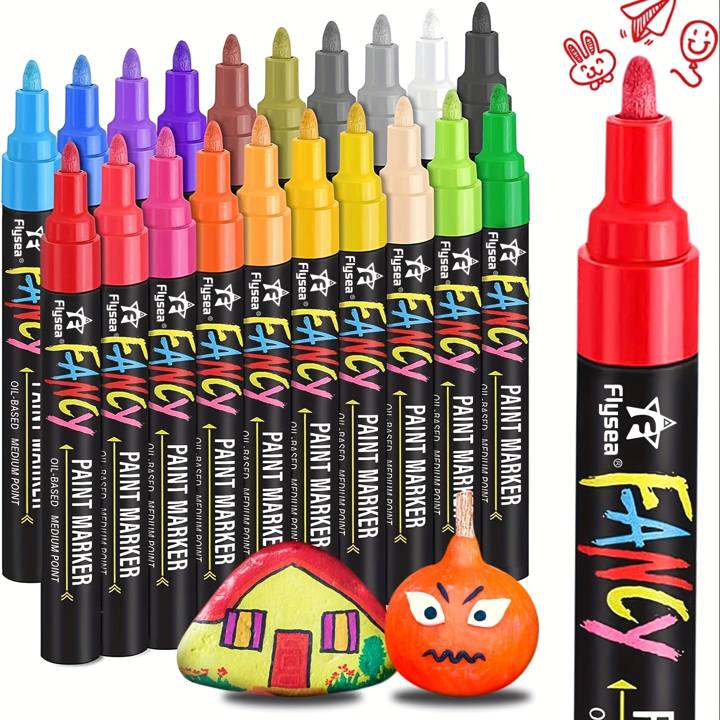 Flysea Paint Markers 12 Colors Oil based Painting Pen Set - Temu