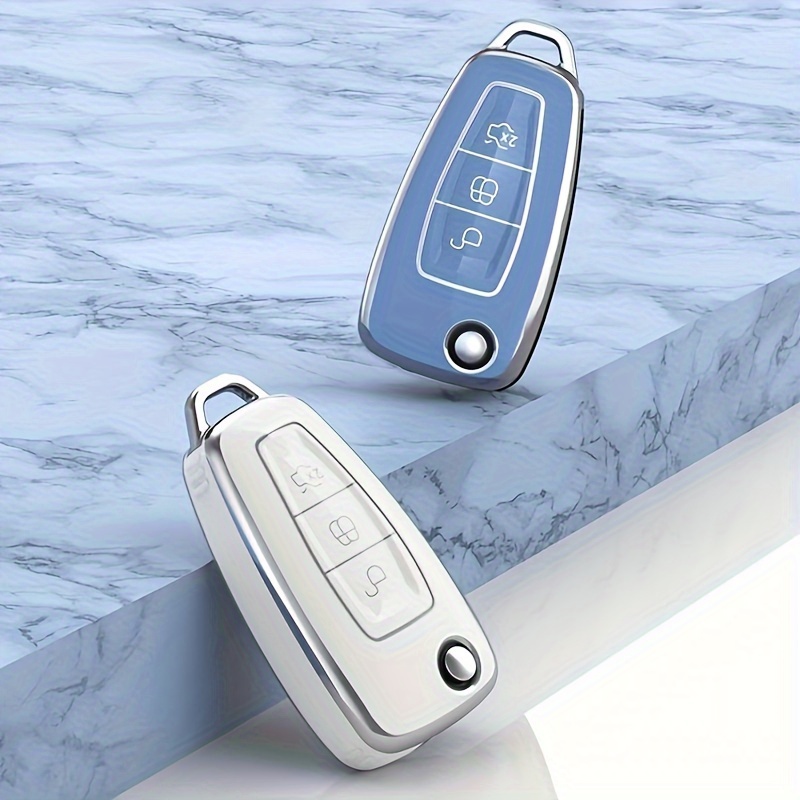 Metall Schlüsselhülle Schlüssel Schutz Hülle für Ford Mondeo C-Max Galaxy  Blau