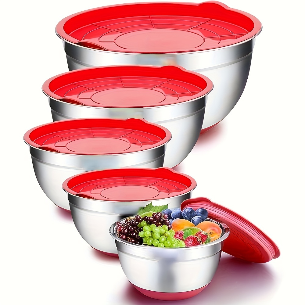 Stainless Steel Mixing Bowls with Lids - Set of 3
