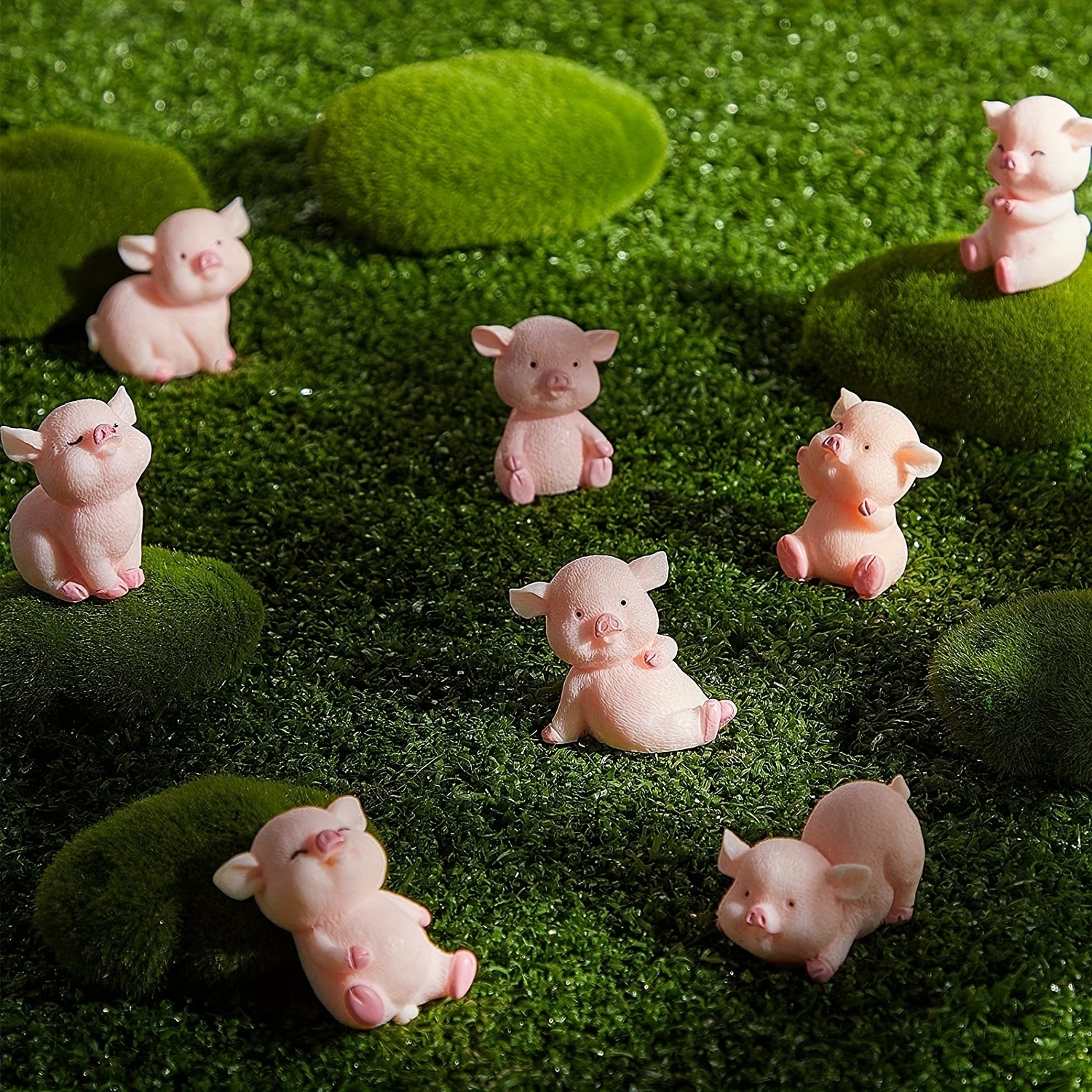 Pig Figurines Miniature Piggy Resin Ornaments Garden Mini Statue Little Figures Toy Pigs Figurine Cute Landscape Micro