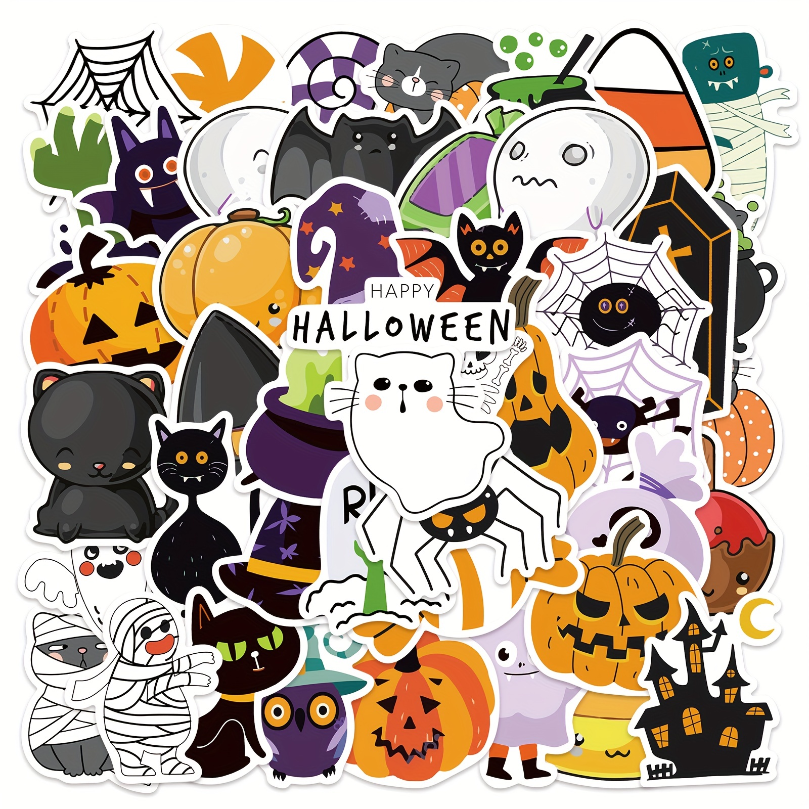  GI Halloween Stickers Cute But Spooky, Stickers for Halloween  Girls, Cute Ghost Ghoul Pumpkin Bat Spider Kawaii