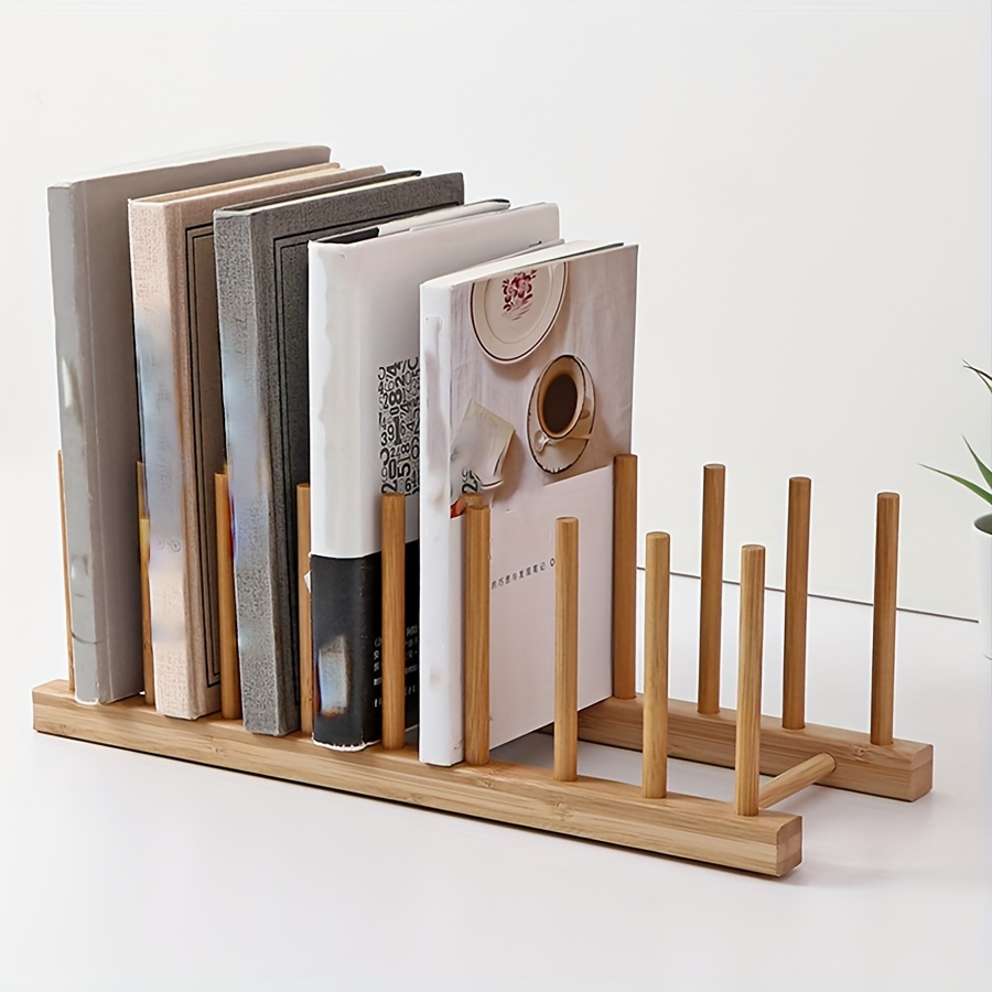 HBlife Bamboo Dish Plate Bowl Cup Book Pot Lid Cutting Board Drying Rack Stand Drainer Storage Holder Organizer Kitchen Cabinet