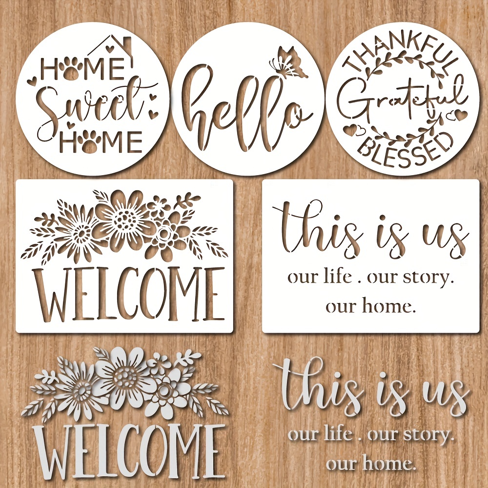 Welcome Stencils Painting Wood 7.87” Round Welcome Stencil - Temu