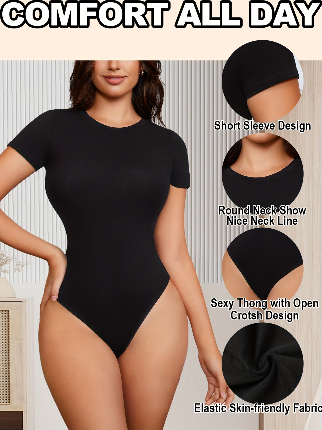 Seamless Scoop Bodysuit Comfort Short Sleeve Light - Temu