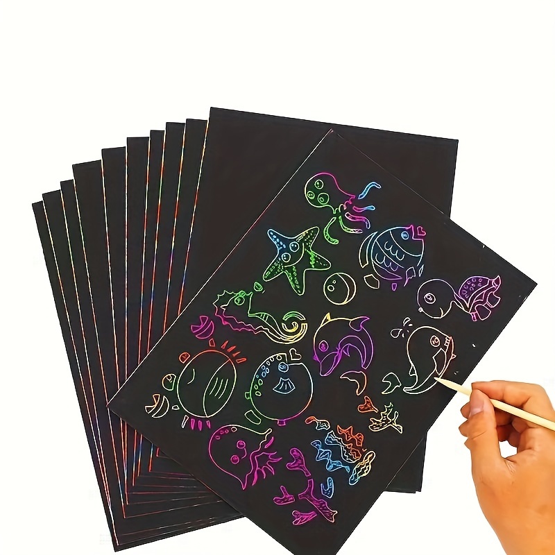  Scratch Art for Adults Kids, Rainbow Painting Night