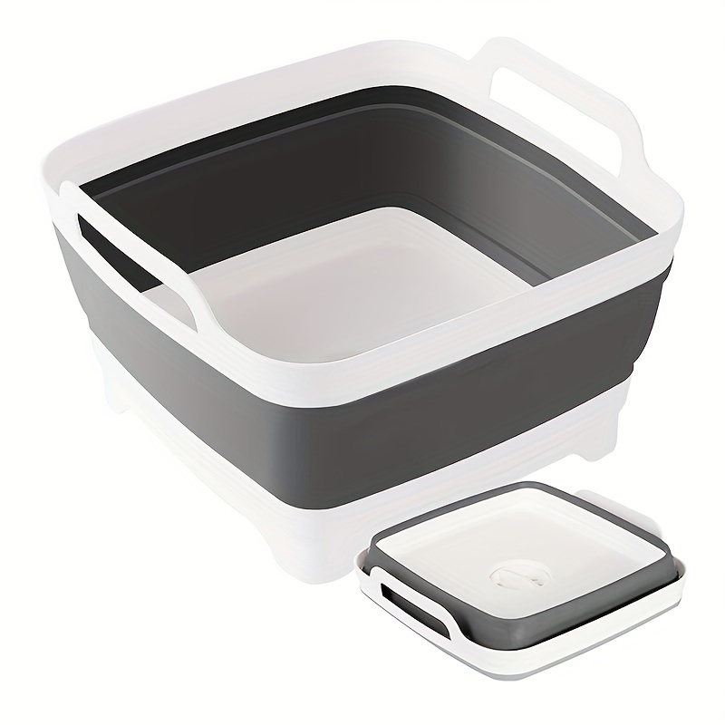 2 Pack Collapsible Wash Basin with Drain Plug, 9L Large Collapsible Dish Tub  Por