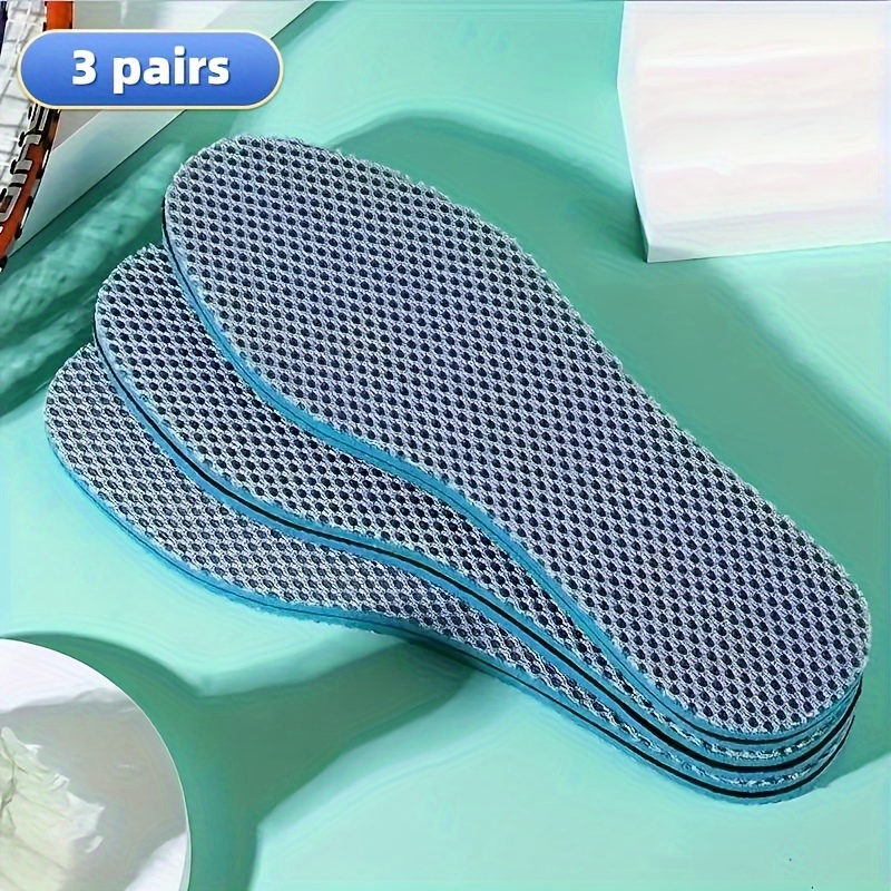 TEMU 3 Pairs Sports Mesh Insoles - Soft Comfortable Breathable Sweat-absorbing Shock Absorption & Cushioning For Sneakers, Running, Hiking, Sneakers, Comfortable Insole Material, Shoe Insoles