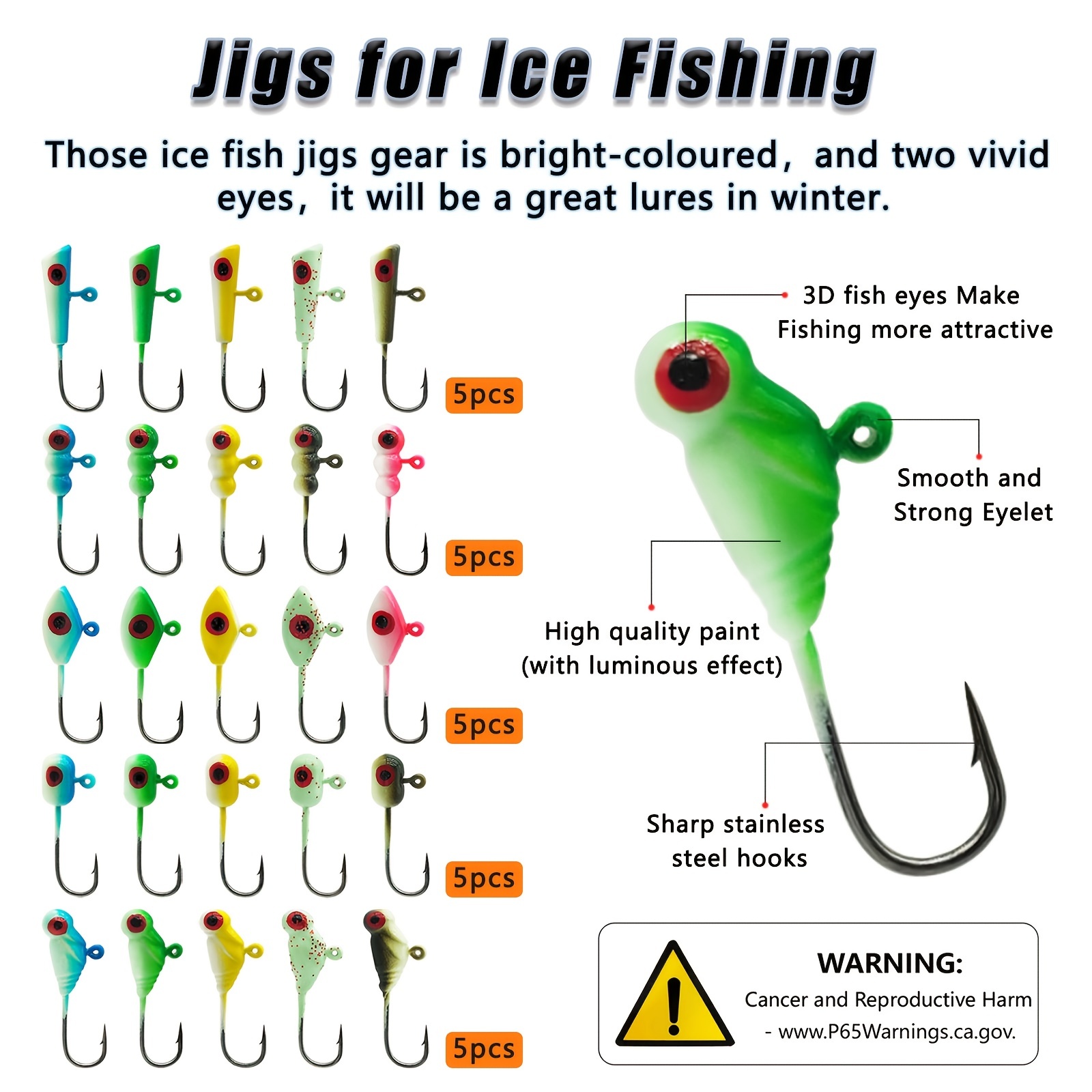Glow Ice Fishing Jigs Effective Lures For Panfish Pike - Temu Australia