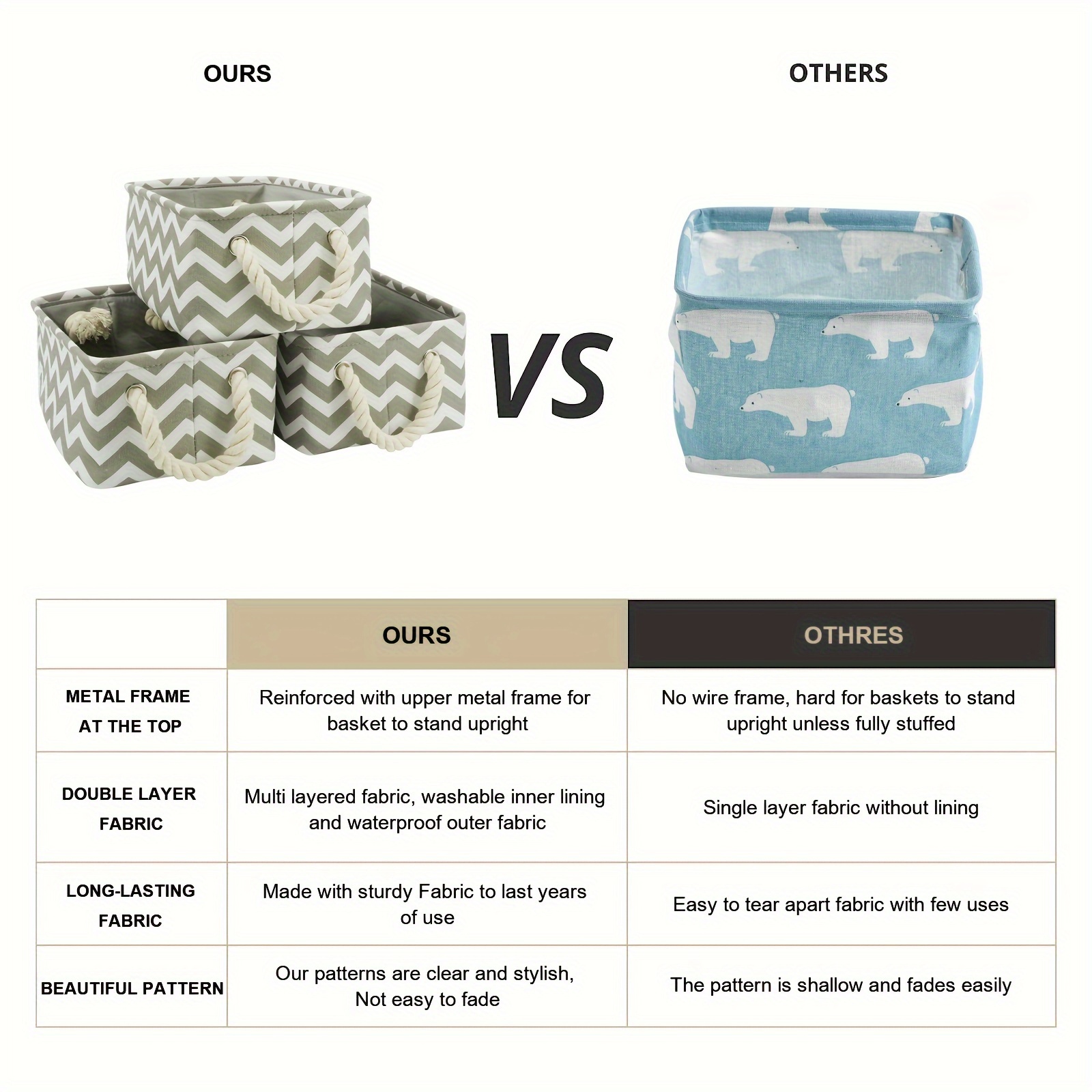 Fabric Print Storage Bins with Handles