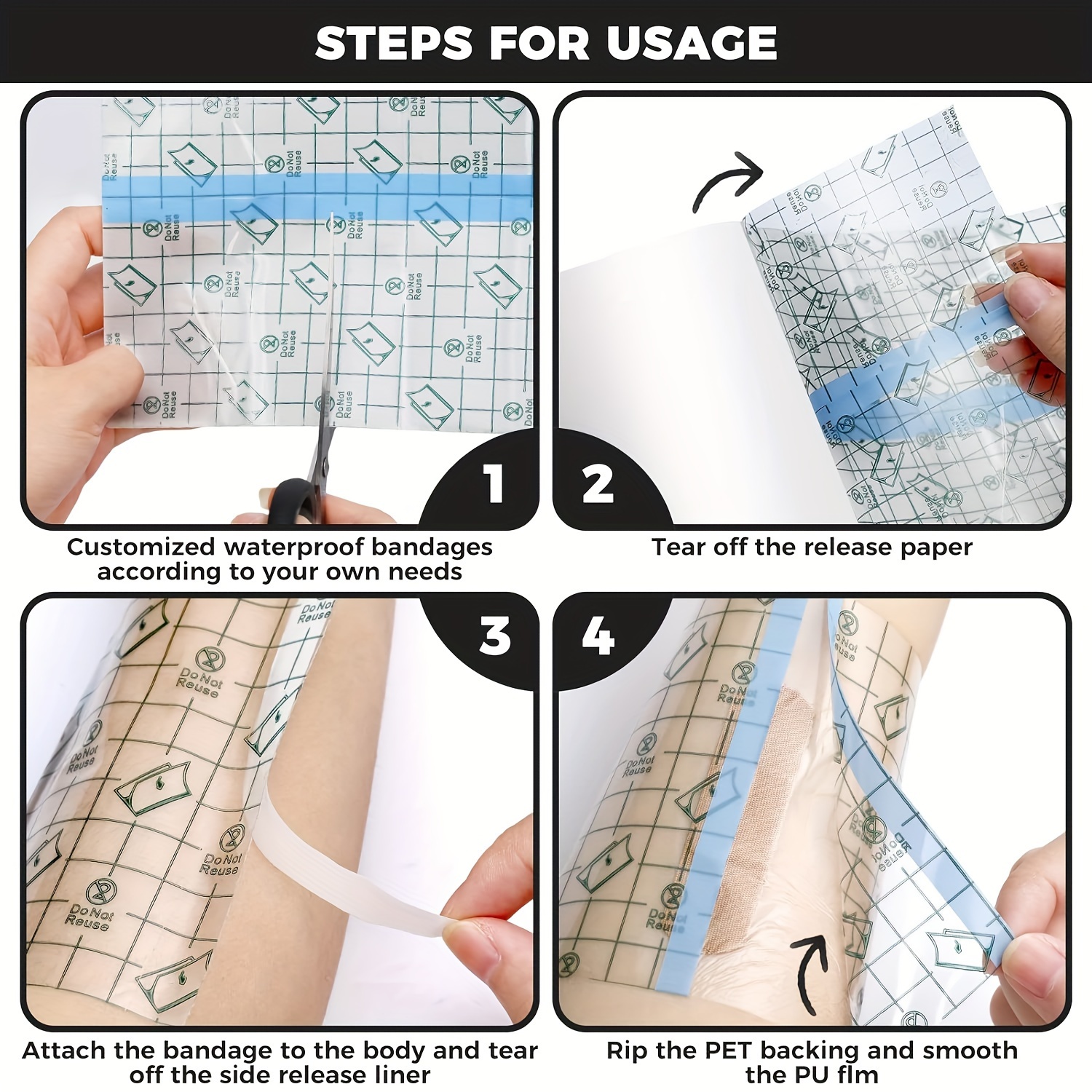 Waterproof Clear Adhesive Bandages: Stretch Tape For Tattoos - Temu