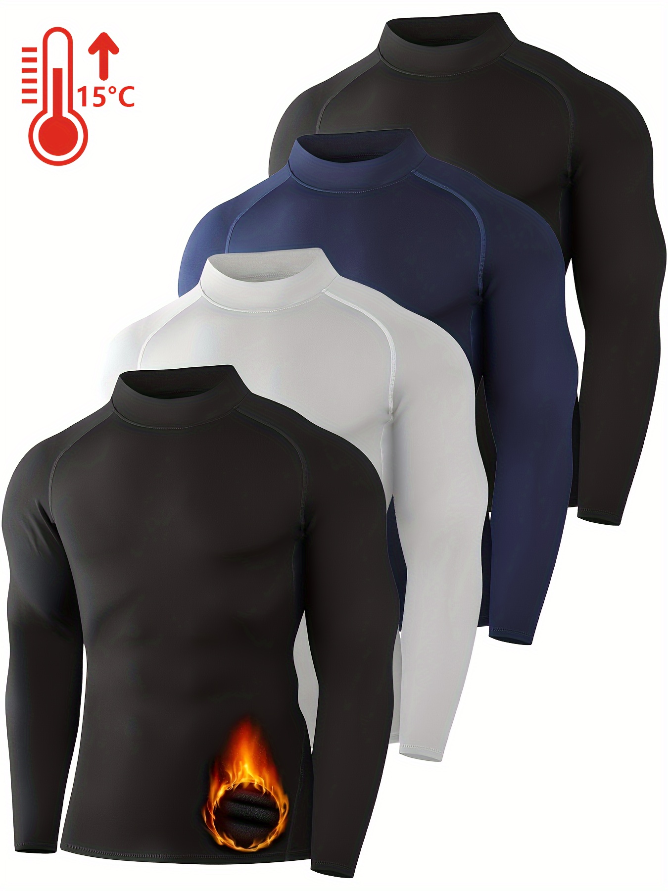 Compression High Neck Shirts Men's Long Sleeve Athletic - Temu Canada