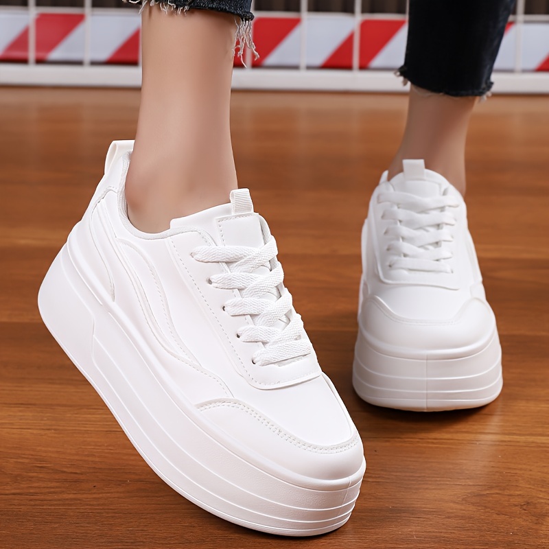 Double Laced White & Blue Sneakers, High Contrast Low Top Skate Shoes,  Women's Footwear - Temu
