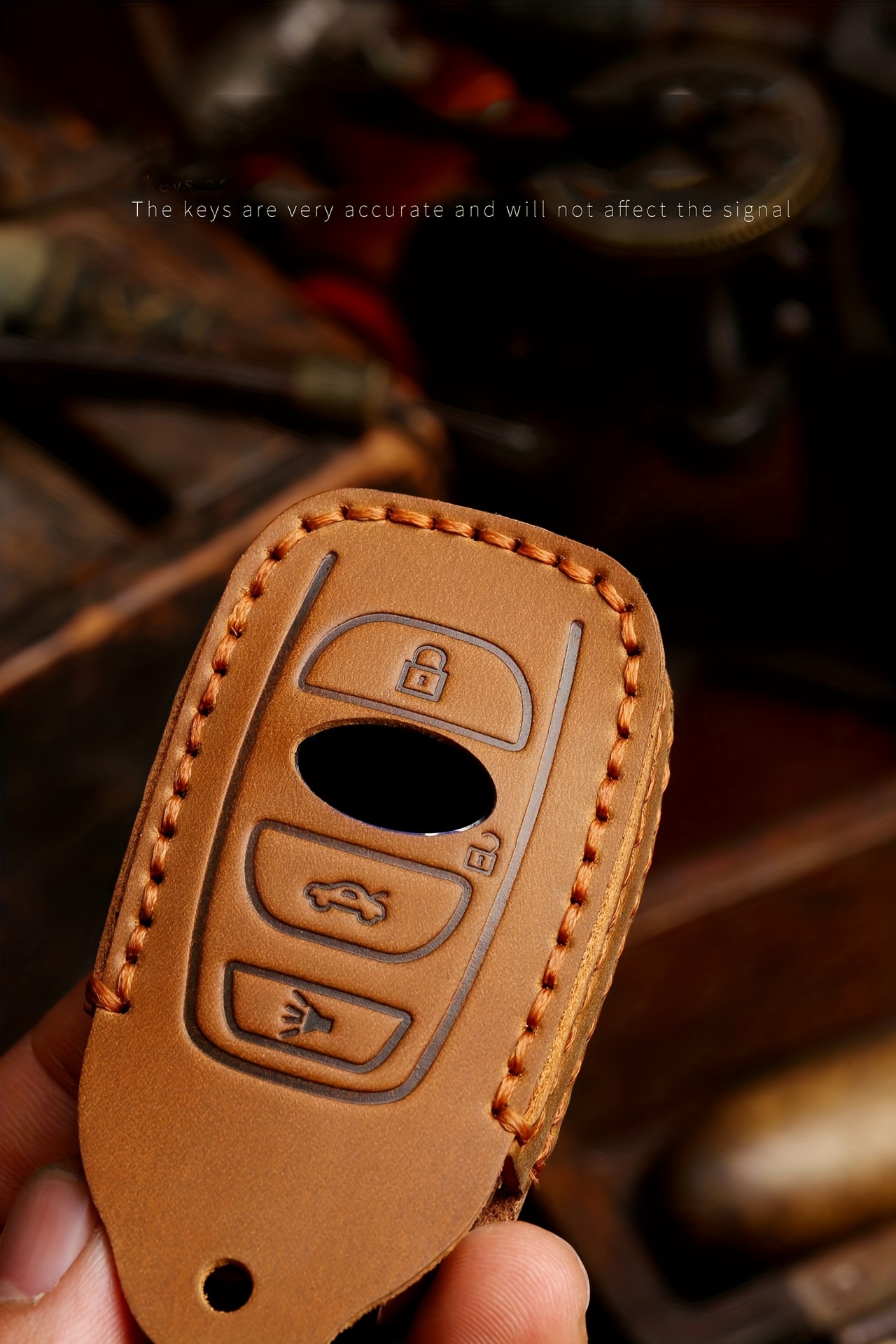 For 3/4 Buttons Genuine Leather Keycase Car Key Pack - Temu