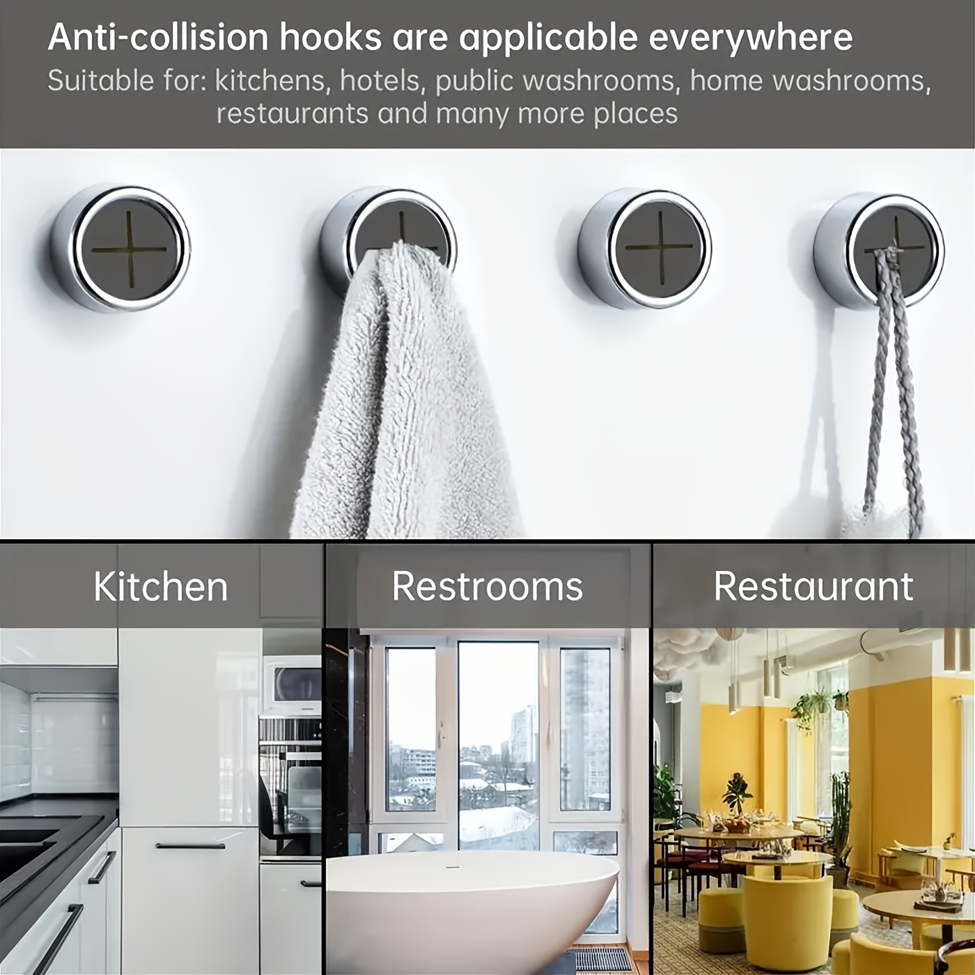 2pcs Bathroom Towel Holder, Round Self Adhesive Push Towel Hooks For  Bathroom, Hand And Dish Towels, No Drilling Required