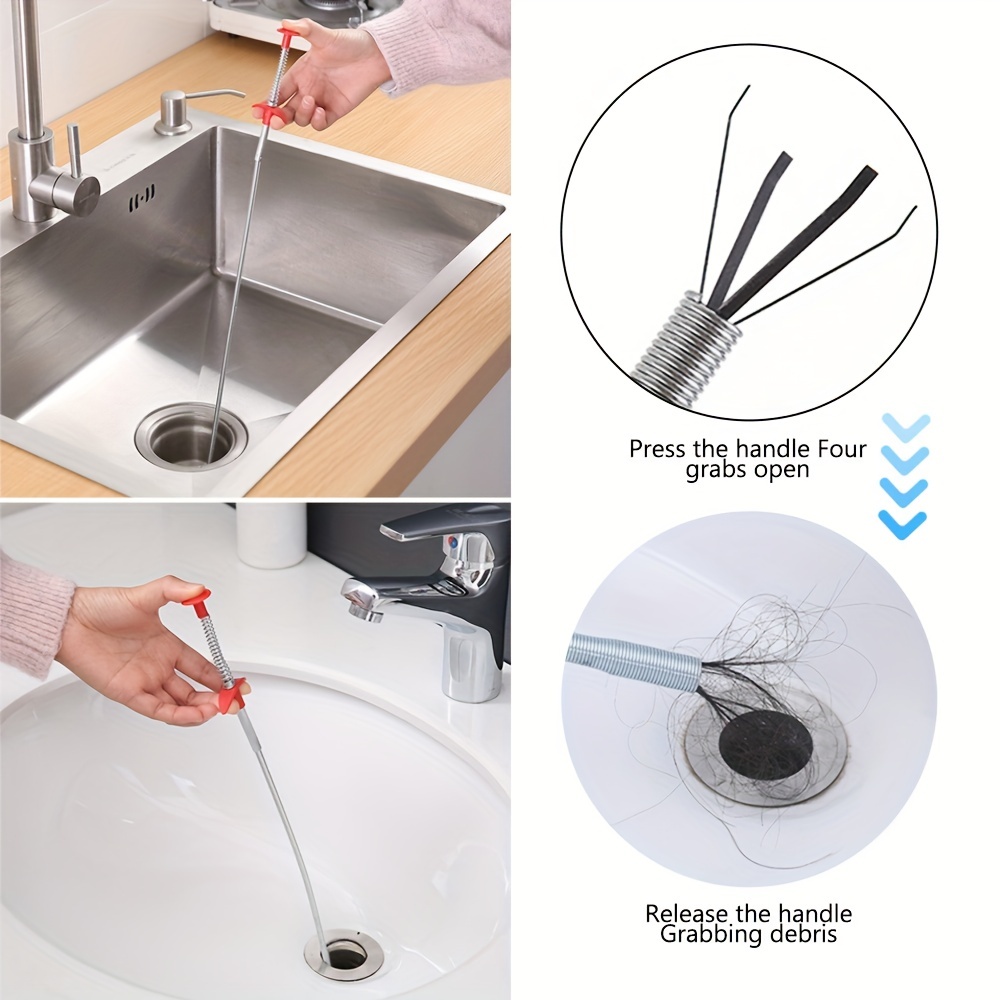 Multifunctional Spring Pipe Dredging Tool Cleaning Claw Sewer Toilet  Dredger Home Sink Anti-blocking Cleaning Hook Kitchen Sewer