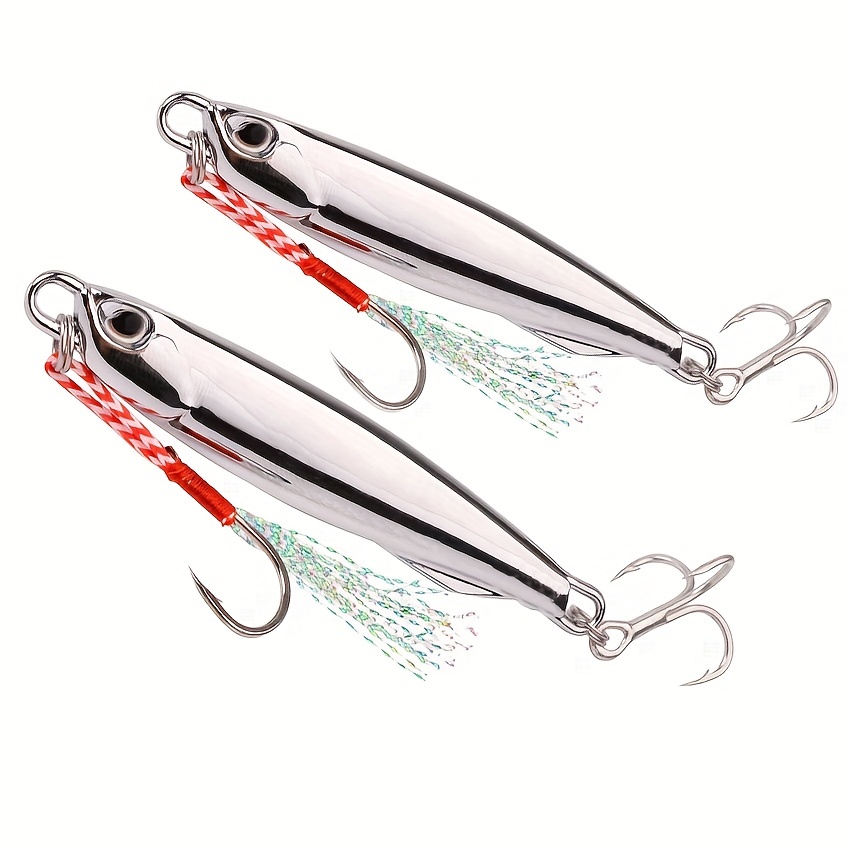 

1pc Electroplated Spoon Metal Jigs Fishing Lures With Hooks - Ideal For Catching Mackerel, Bass And More - Available In 6 Weights From 7g To 40g