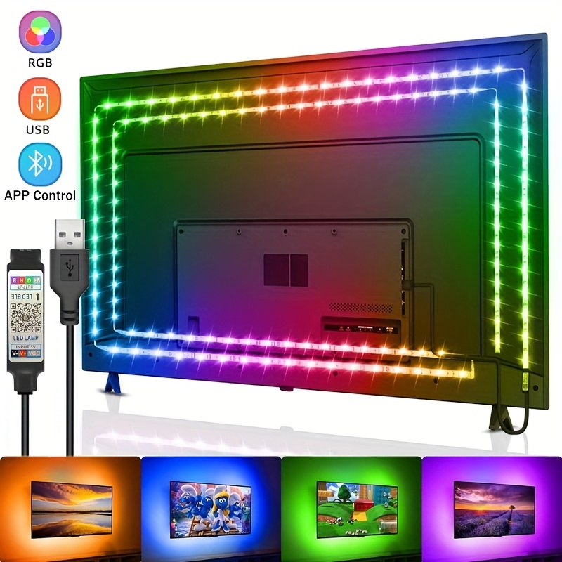 LED TV Backlights Con Smart App USB Power Lighting Ambient Mood Lighting  Gaming LED Strip Lights RGB Color Con Smart APP Controller 5050 SMD LED Per  Camera Da Letto, TV, Per Decorazione
