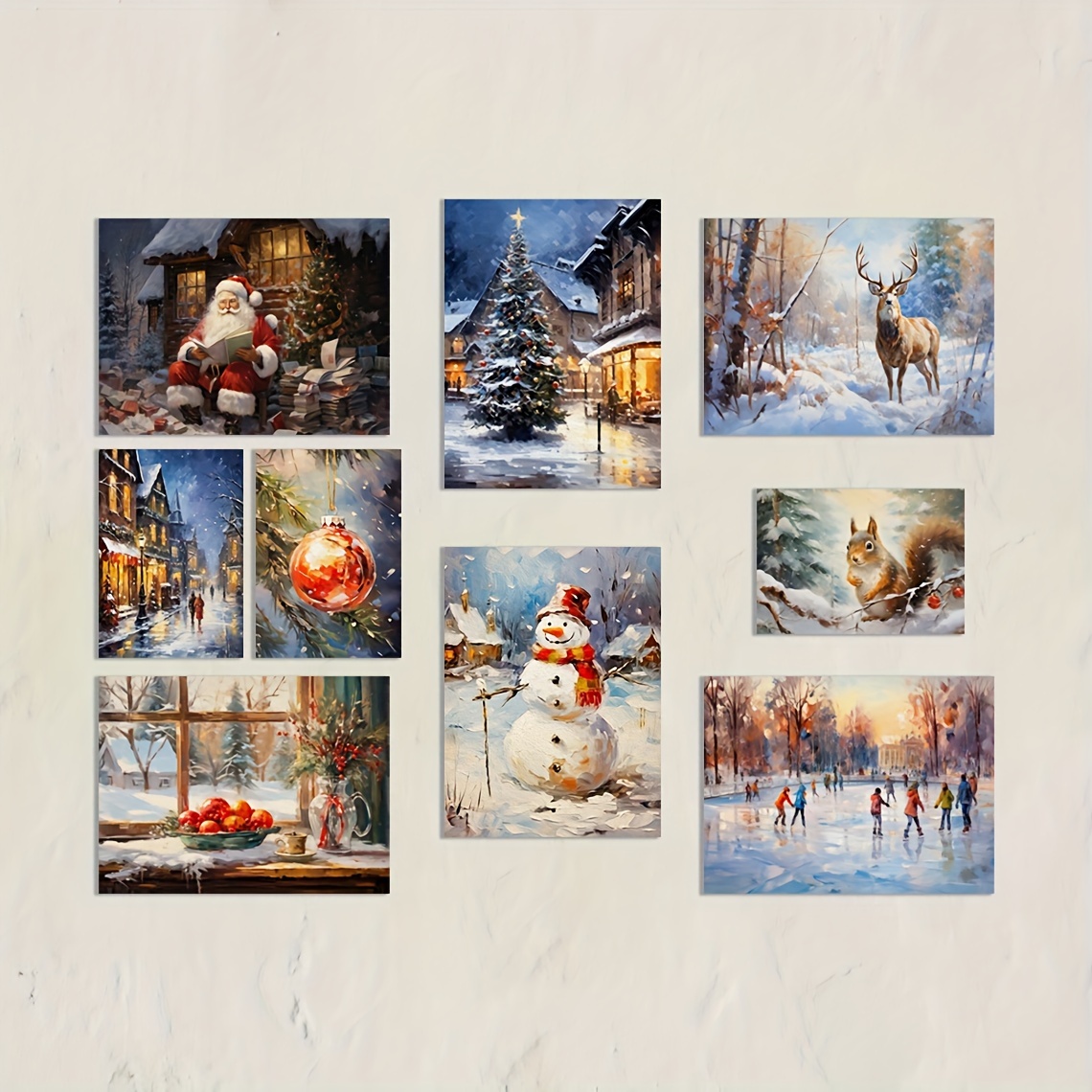 Canvas Poster Modern Art Large Size Christmas Night Snowy - Temu