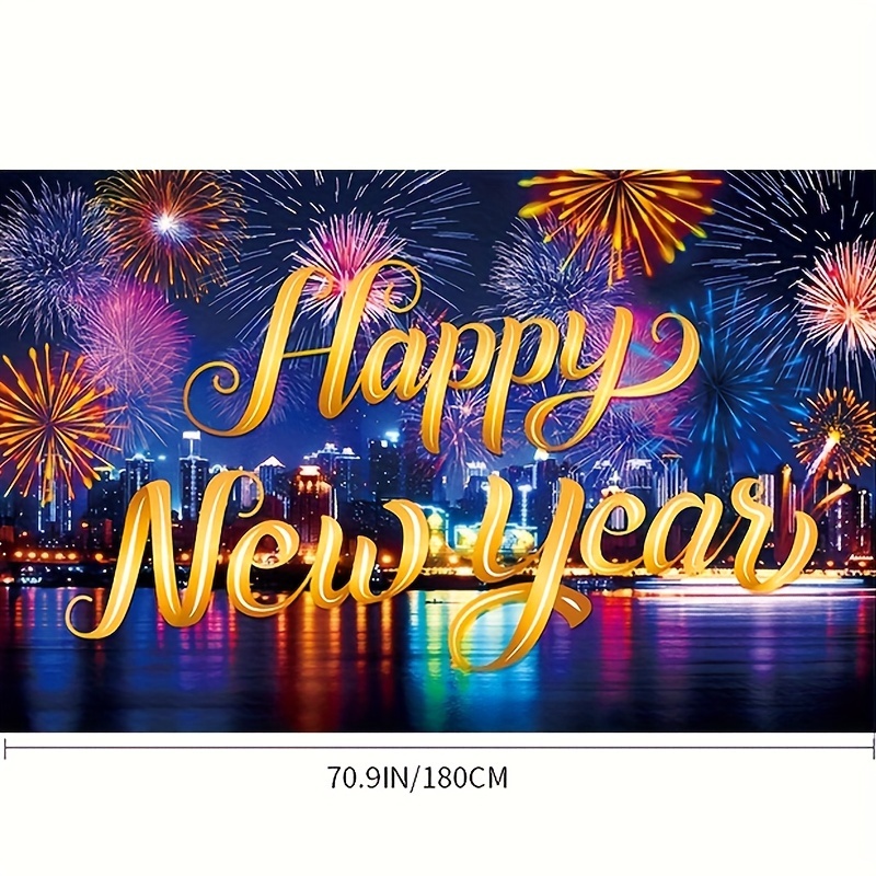 Happy New Year Banner New Year's Eve Party Banner Home Party Decoration 