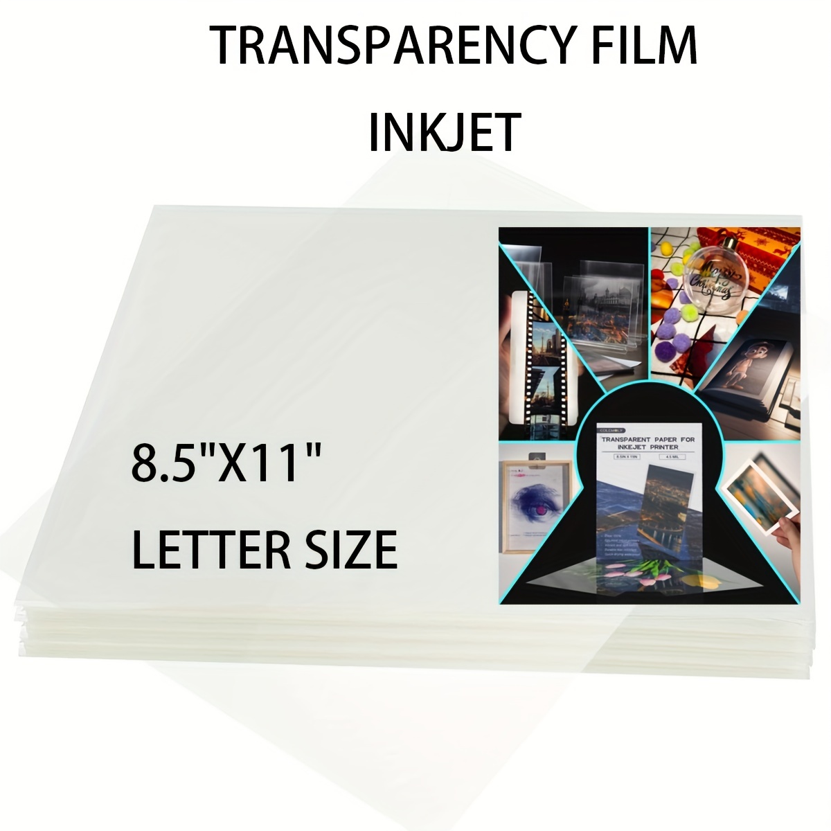 Transparency Film 8.5x11 Clear for Inkjet Crafts Screen Printing 50 Sheets