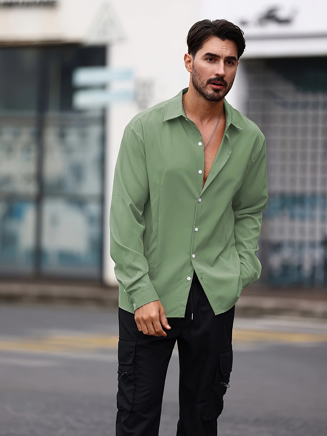 Green work best sale shirt mens