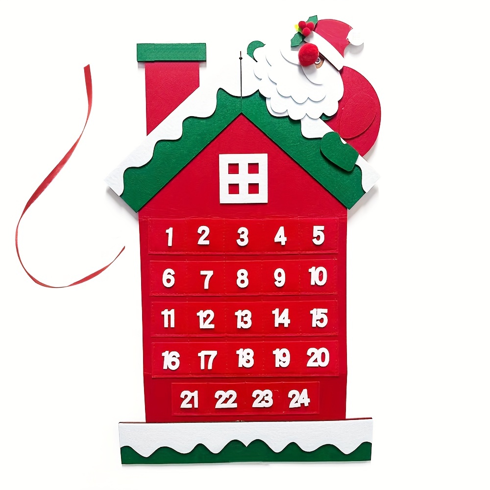 Christmas Countdown Calendar Pendant, Cartoon Old Man House Non-woven  Christmas Tree Felt Calendar, Wall Calendar - Temu