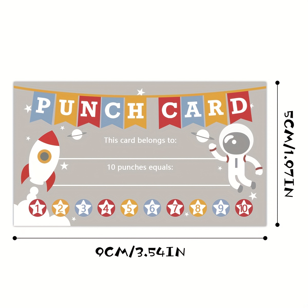 Customer Loyalty Punch Card - Business Card Size 3.5 x 2 Inches Incentive  Cards - Pack of 50