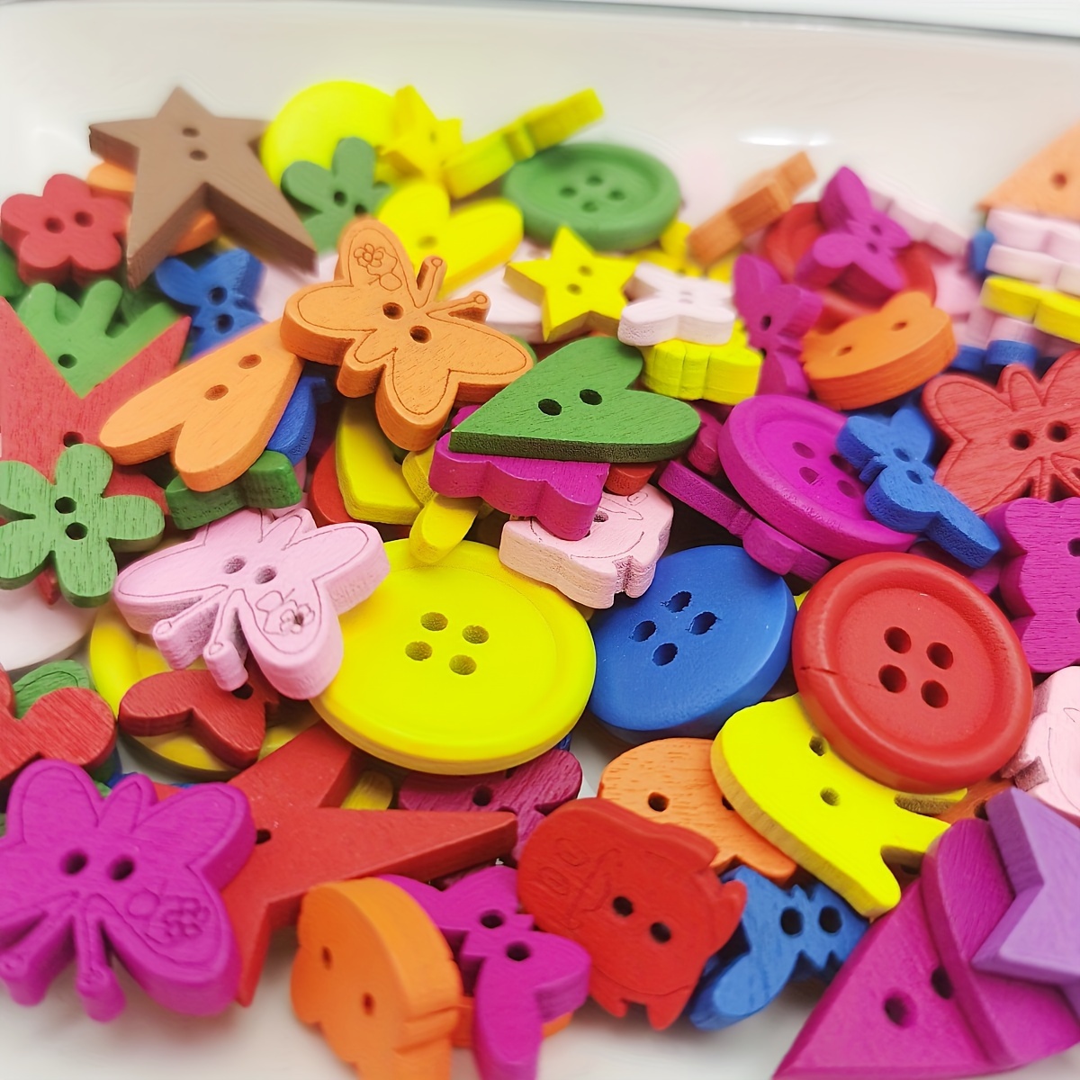 200PCS 2-Hole Heart-Shaped Wooden Buttons Decorative Buttons for Sewing  Scrapbooking Crafts 