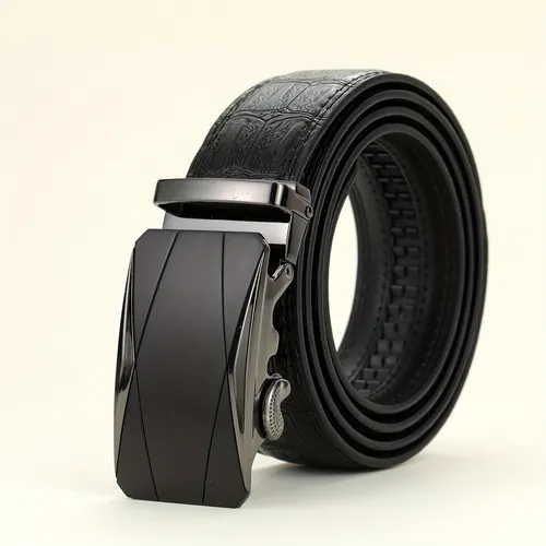 Black Pu Leather Dress Belt - Temu