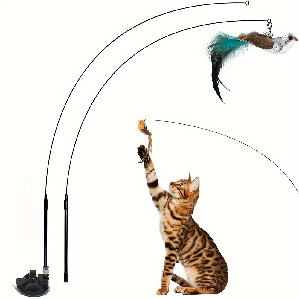 Interactive Cat Toys Suction Cup Cat Teaser Stick Double - Temu