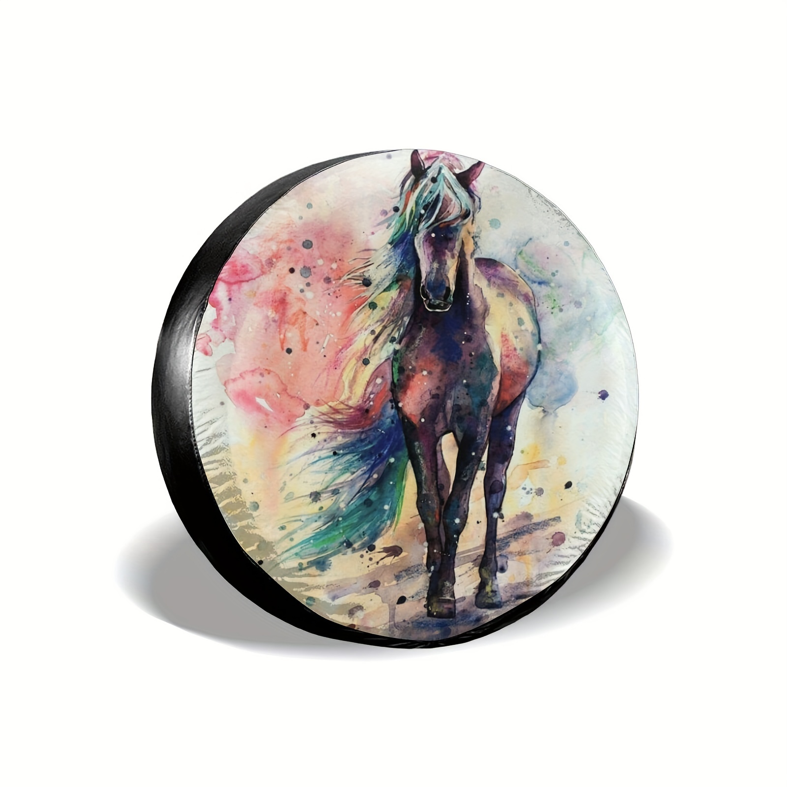Xwqwer Watercolor Horse Spare Tire Cover For Camper Rv Suv Trailer Truck  And Many Vehicle, Universal Fit Wheel Covers Waterproof Dustproof Temu