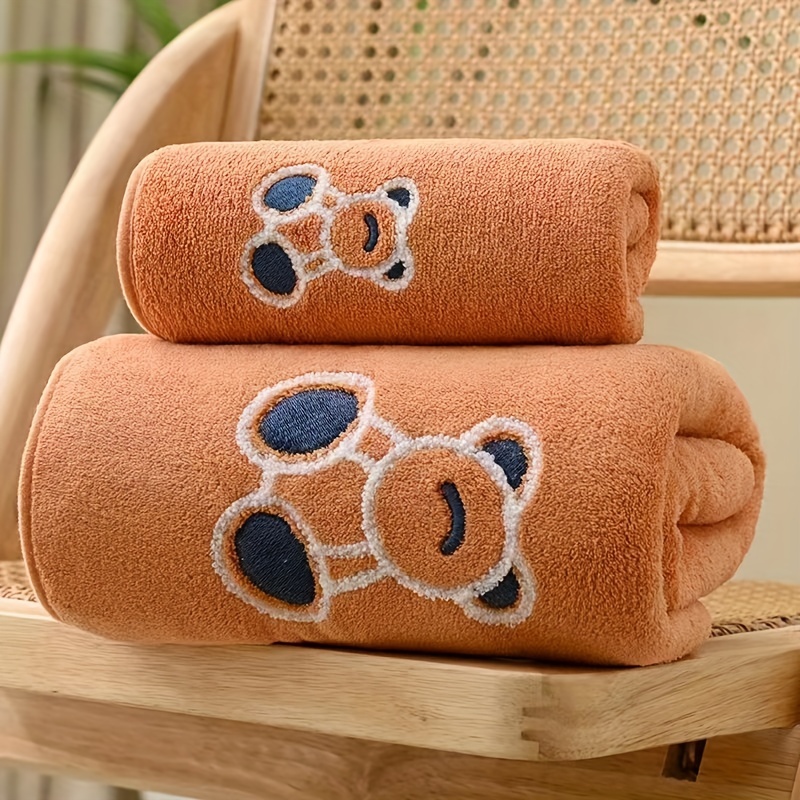 Cartoon Bear Pattern Towel Set, Soft Hand Towel Bath Towel, Coral Fleece  Absorbent Towels For Bathroom, 1 Bath Towel & 1 Hand Towel, Bathroom  Supplies - Temu South Korea