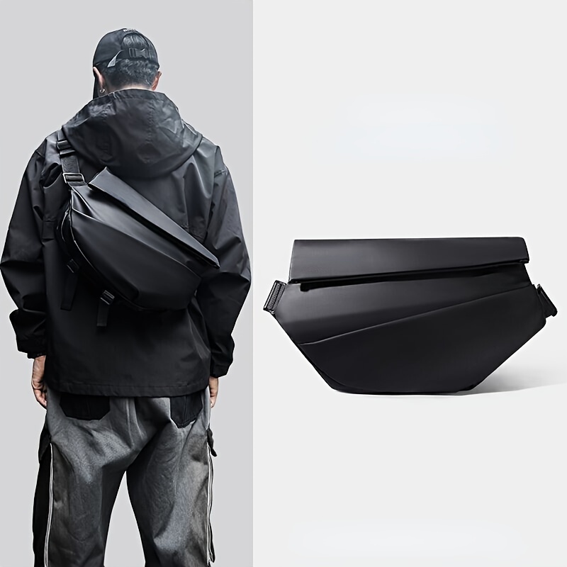 Men's Motorcycle Cross Body Bag, Waterproof Multifunctional Chest Bag, Cool Chest Bag