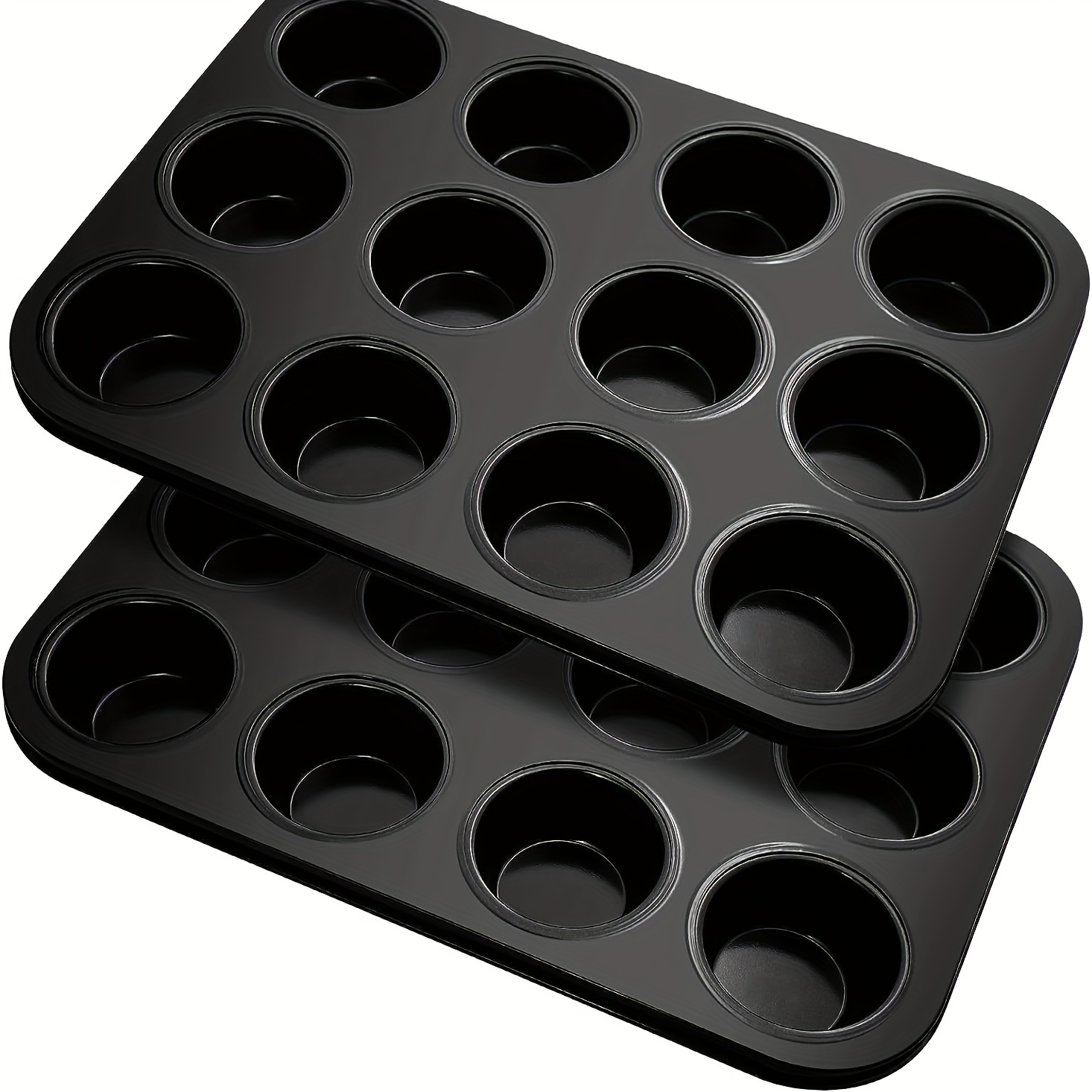 Walfos Silicone Cupcake Pan Set, 2-Piece Mini 24 Cups Muffin Baking Pan,  BPA Free and Dishwasher Safe, Non-stick , Great for Making Muffin Cakes,  Fat