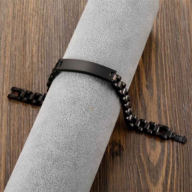 Custom name Leather Rope Bracelet Stainless Steel lettered