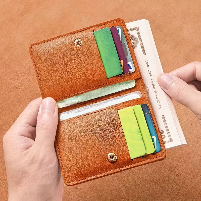 Slim Credit Card Holder Casual Bifold Small Wallet Snap Button