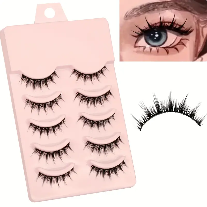 Anime Cosplay Manga Lashes 15mm 3D Wispy Spiky Lashes for Natural Look  Reusable 5 Pairs Fake