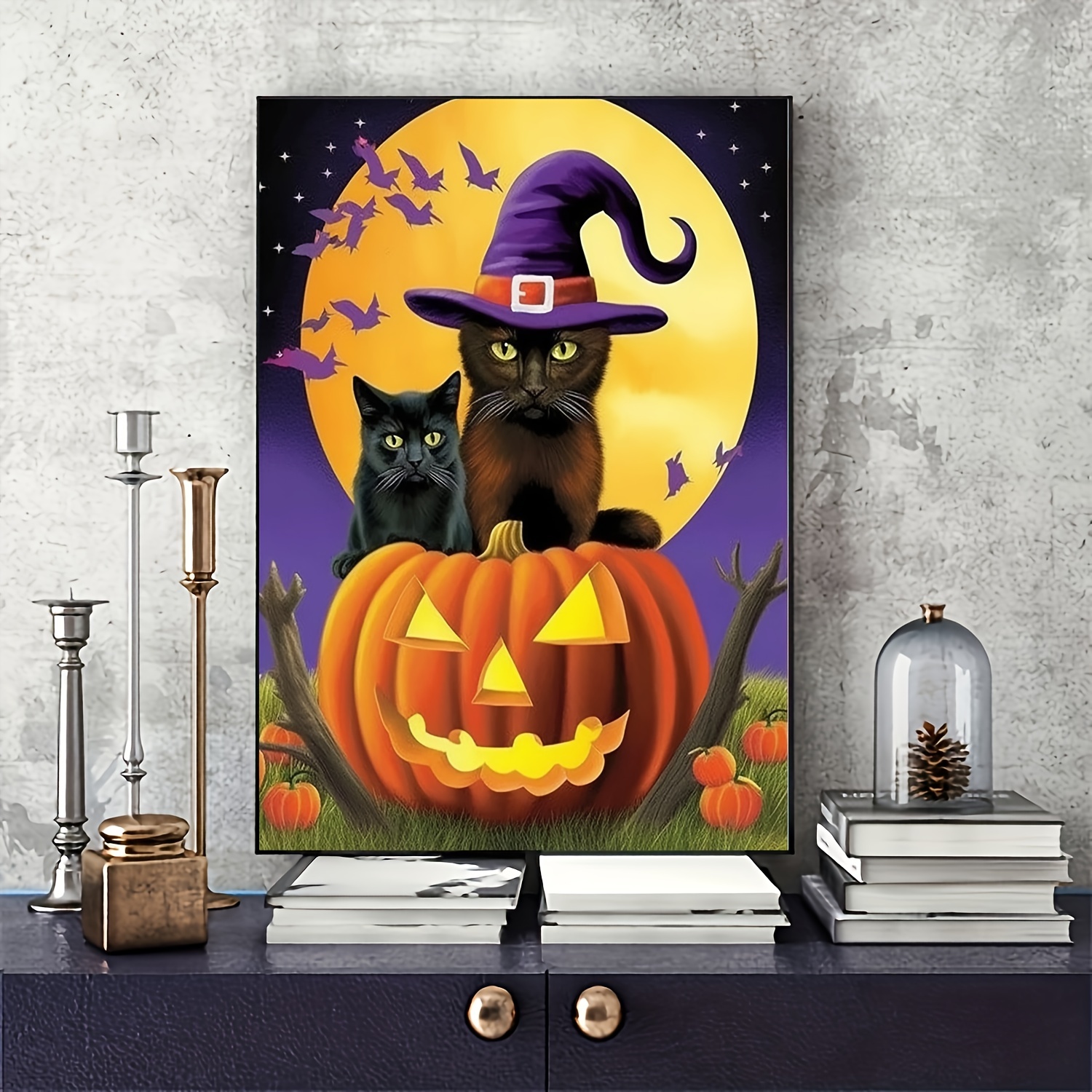 Halloween Diamond Art Painting Kits For Adults Black Cat 5d - Temu