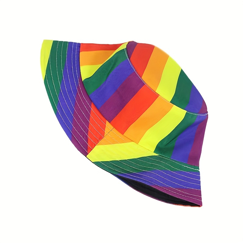 Rainbow Striped Bucket Hat LGBT Pride Sunscreen Fisherman Cap