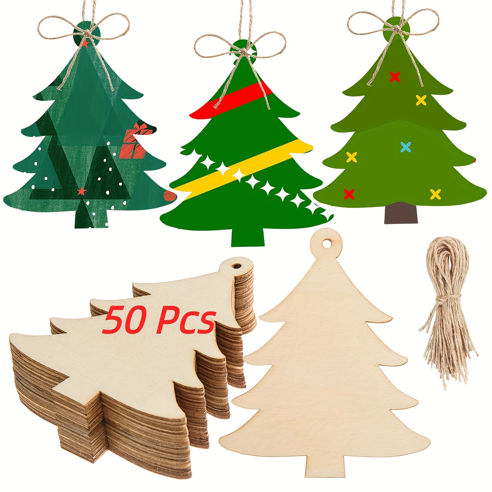 10Pcs Wood Christmas Tree Ornaments Props DIY Kids Painting Decor Craft  Tags