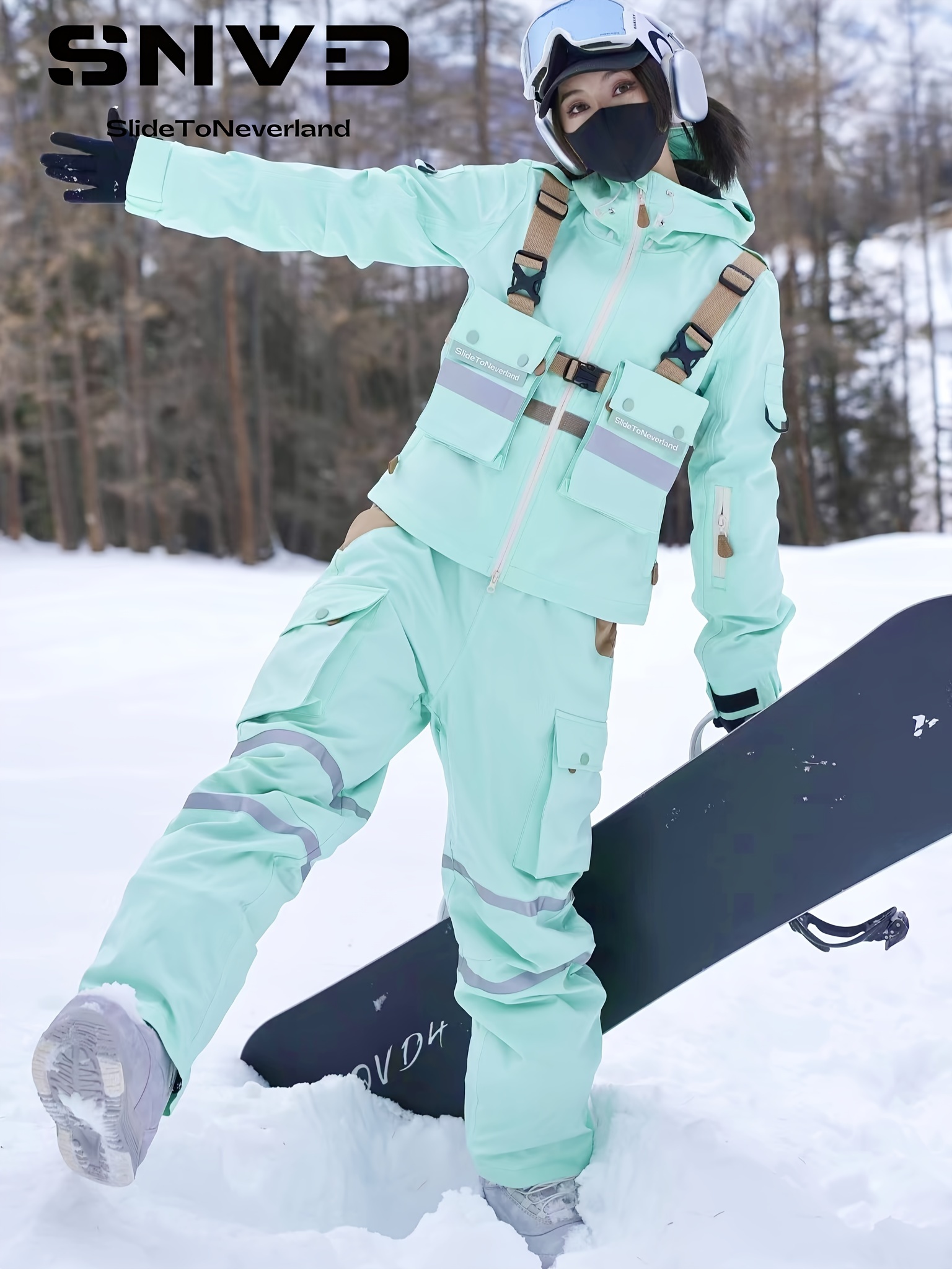 Thermal Warm High Waterproof Windproof Women's Green Snowboard