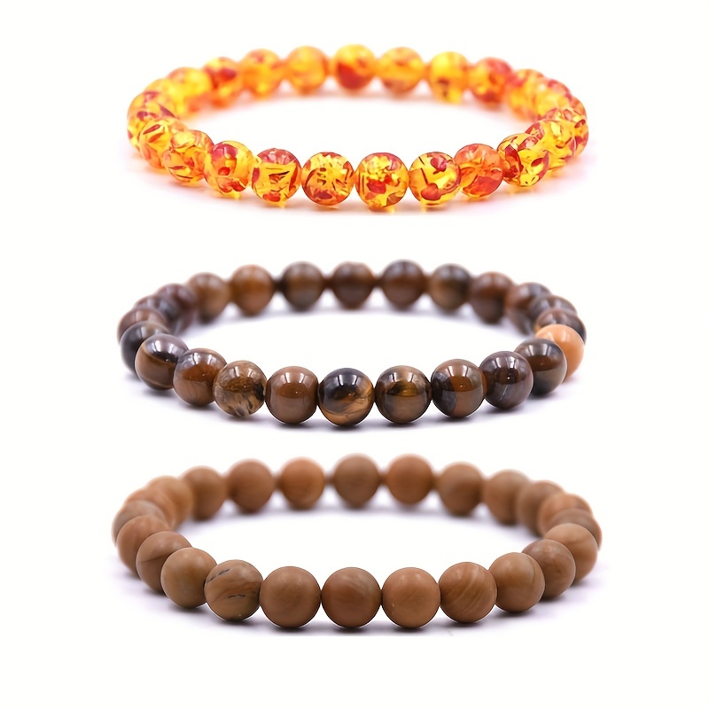 3 Pcs Set Stone Beaded Bracelet For Men