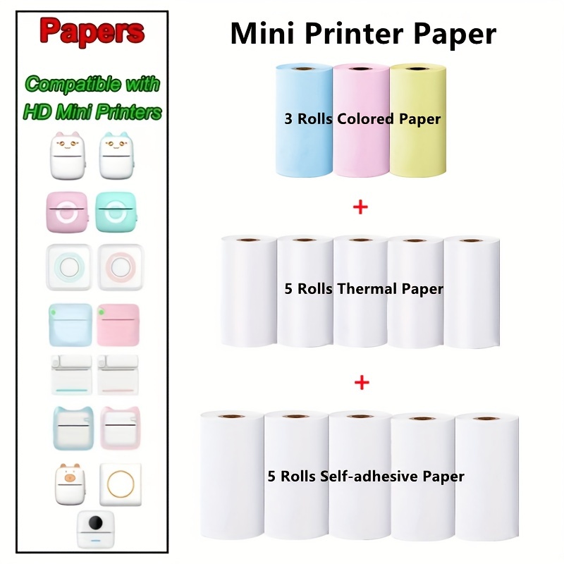 10 Pcs Mini Papier Imprimante, Papier Thermique Auto-adhésif Imprimable  Papier Autocollant Pour Imprimante Thermique De Poche - Temu Belgium