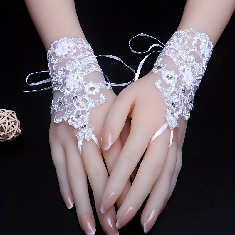 Buy KETKAR Ladies Lace Gloves Half Finger Bridal Lace Gloves Long