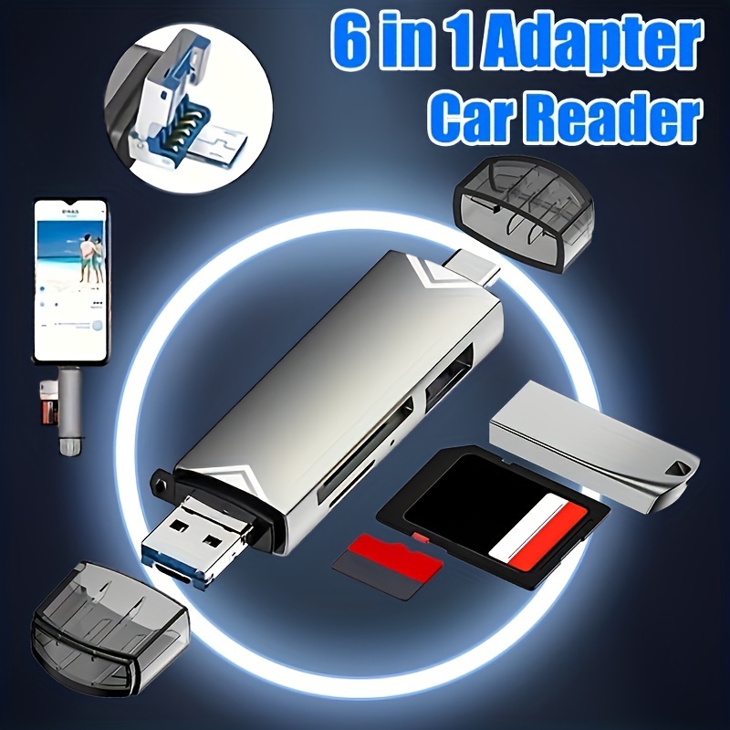 Generic Otg 6in1 Adaptateur TF Type C, Micro USB, Lecteur de Carte