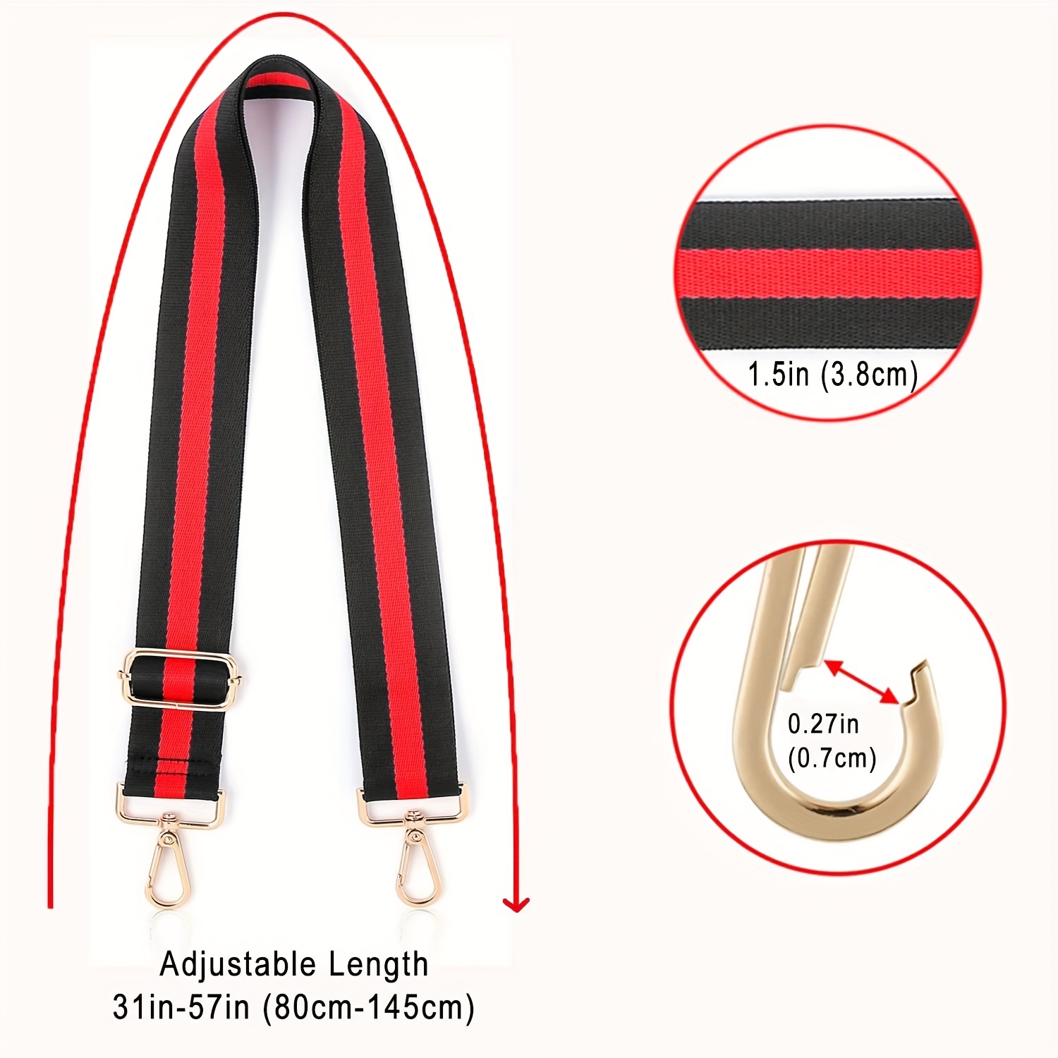 Purse Strap Replacement Striped Adjustable Shoulder Strap - Temu Canada
