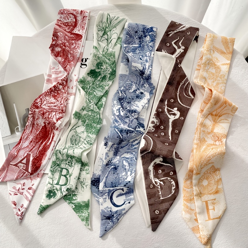 Design Letter Print Scarf For Women Brand Long Silk Skinny Scarfs