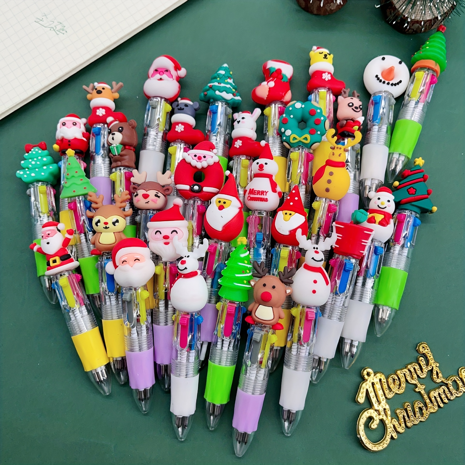 JDEFEG Fun Pens for Women Four Kinds Of Christmas Pens Can Replace The  Writing Color Ballpoint Pen 4 Color Oil Pen Hand Account Color Press Pen