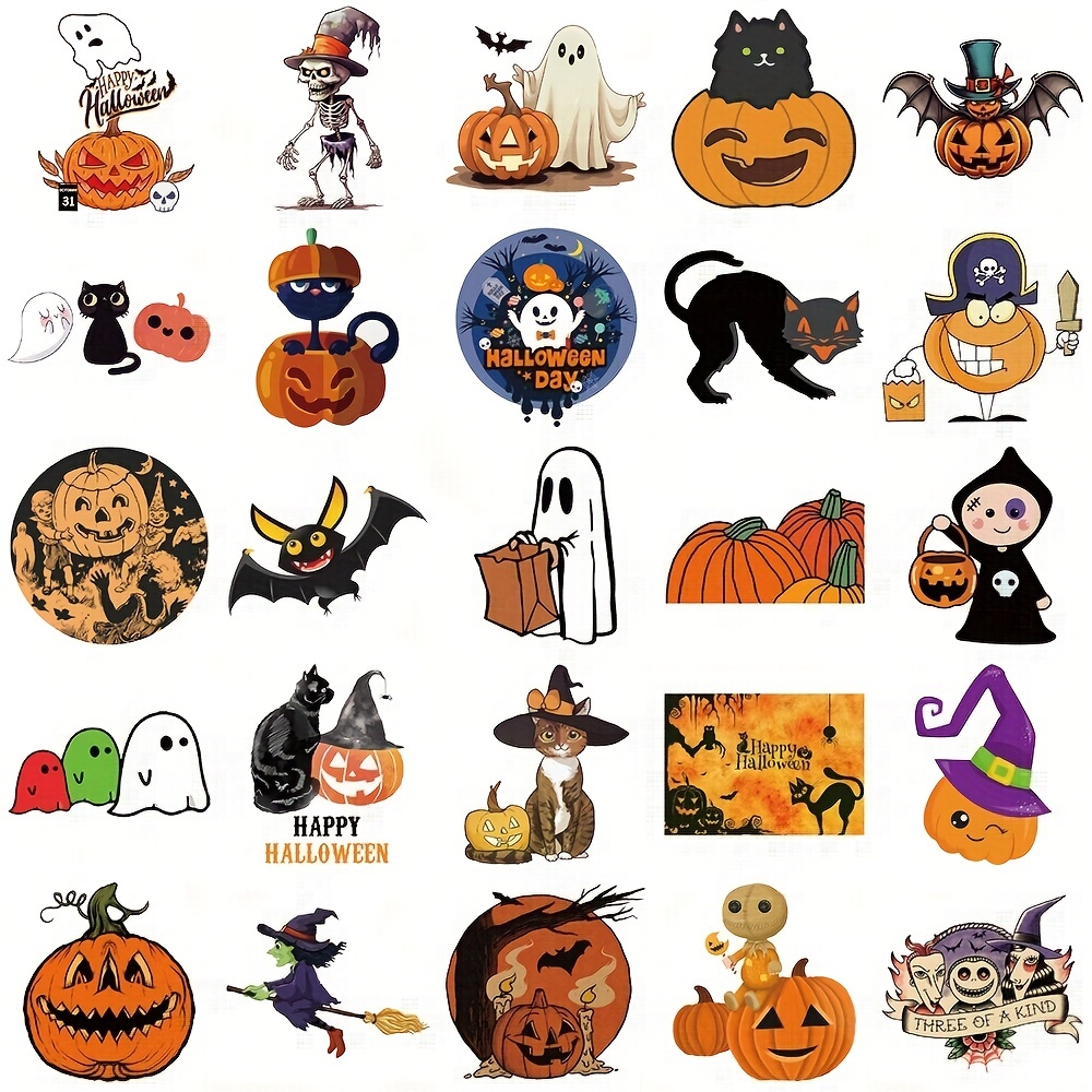 50 Feuilles, Autocollants D'halloween, Autocollants En Plastique